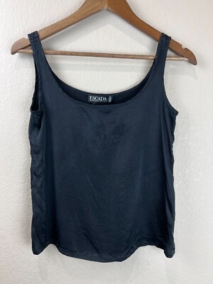 Escada Margaretha Ley Womens Camisole Top Size 38 Sleeveless Black Scoop Neck