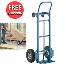 2-in-1 Convertible Hand Truck Dolly Cart Heavy-Duty Platform 10" Pneumatic Wheel