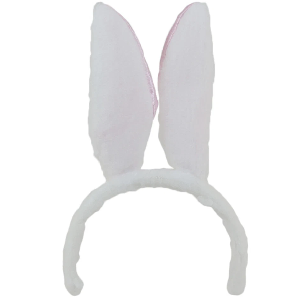Diadema Orejas de Conejo Suave Blanco y Rosa Pascua Halloween Playboy Accesorio Foto 4 de 4