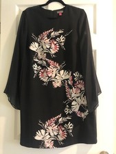 Vince Camuto black pink white floral Lined dress size 6