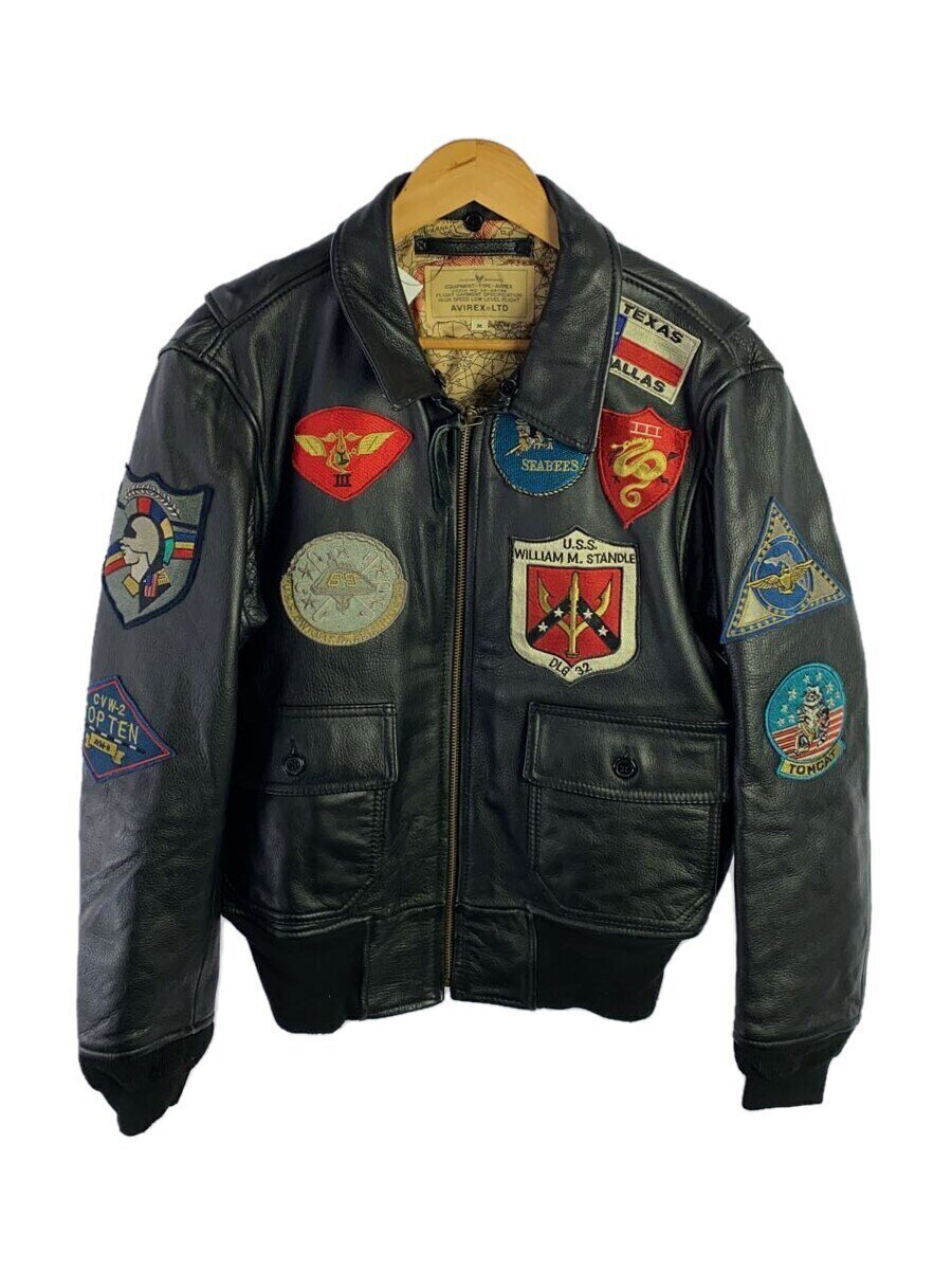 Avirex Leather Jacket Blouson M Cowhide Blk Plain 6181013 | eBay