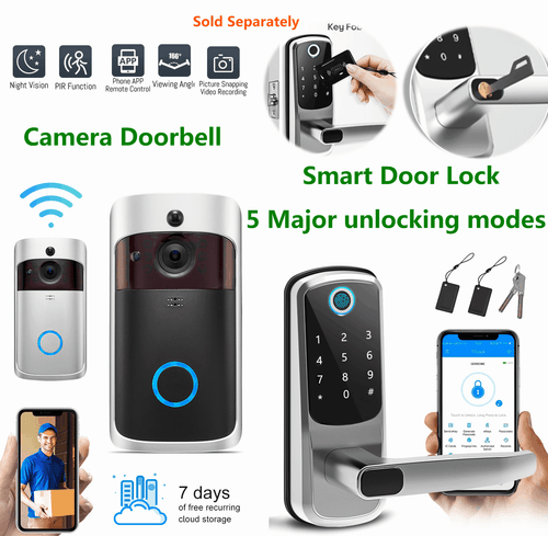 Camera Doorbell Biometric Fingerprint Digital Keypad Keyless Smart Door Lock - Bild 1 von 46