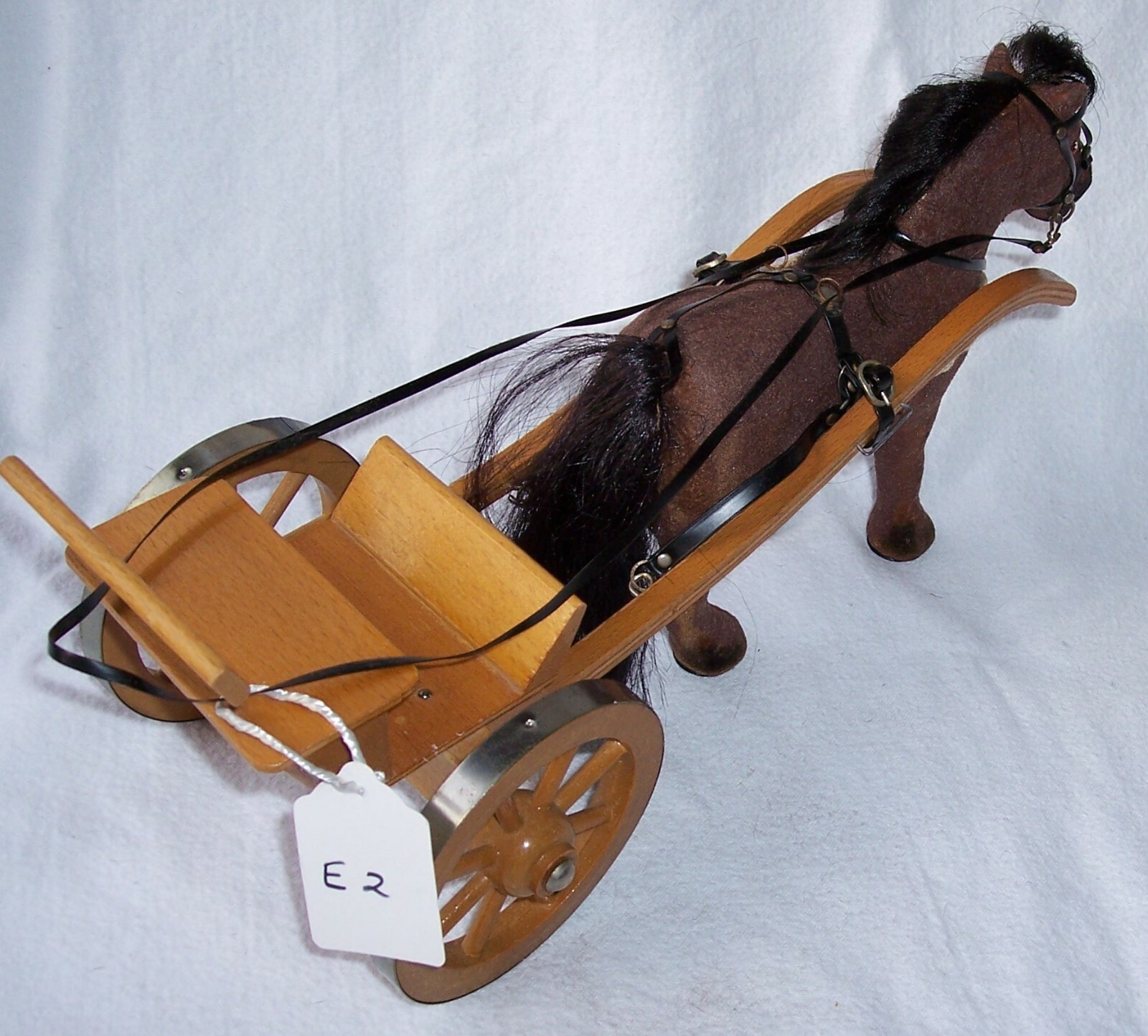 Vintage STEHA Lieha Harness Horse Cart Toy Germany Flock Toy Sm Model