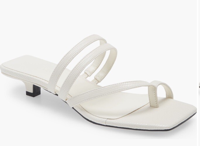 Open Edit Jagger White Ice Mini Lizard Kitten Heel Sandal Womens