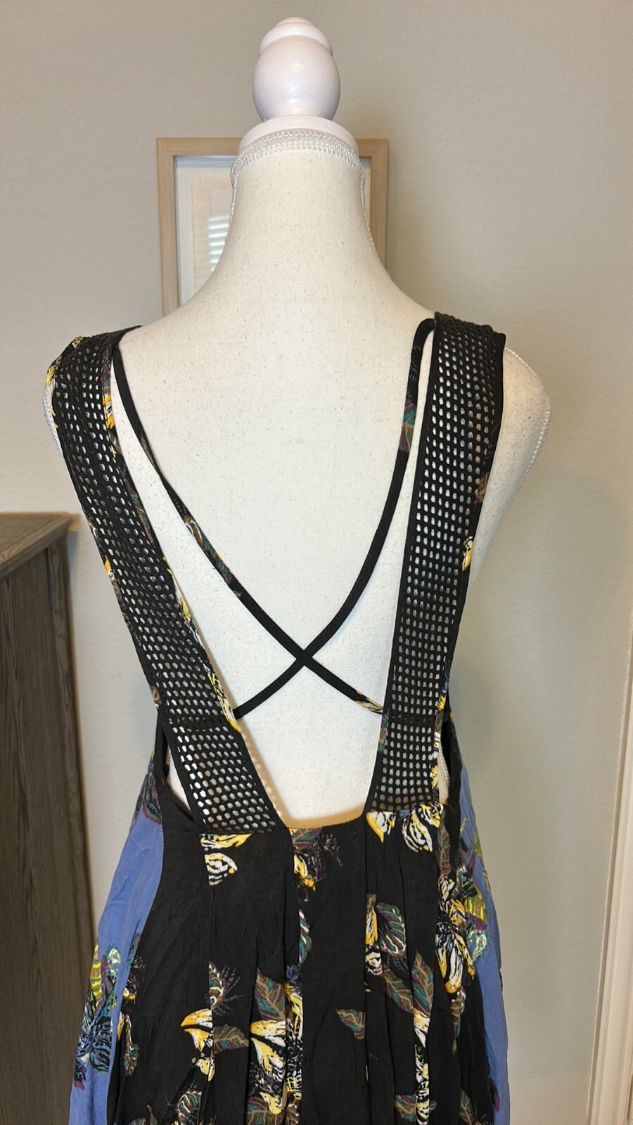 Free People | Thought I Was Dreaming Black And Blue Floral Mini Dress | Small