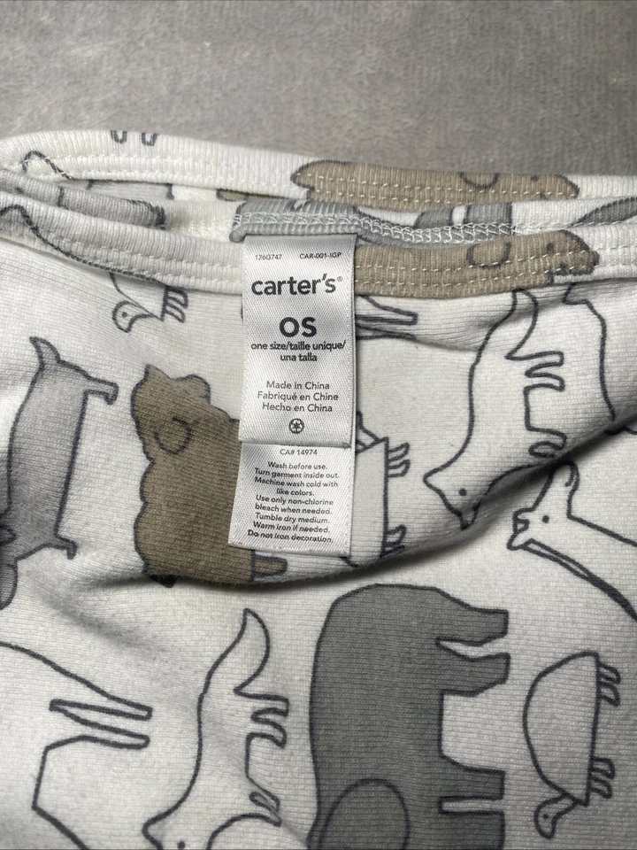 Carters Baby Blanket Animal Tan White Gray Jersey Knit Stretch Receiving Swaddle - Image 3 of 4