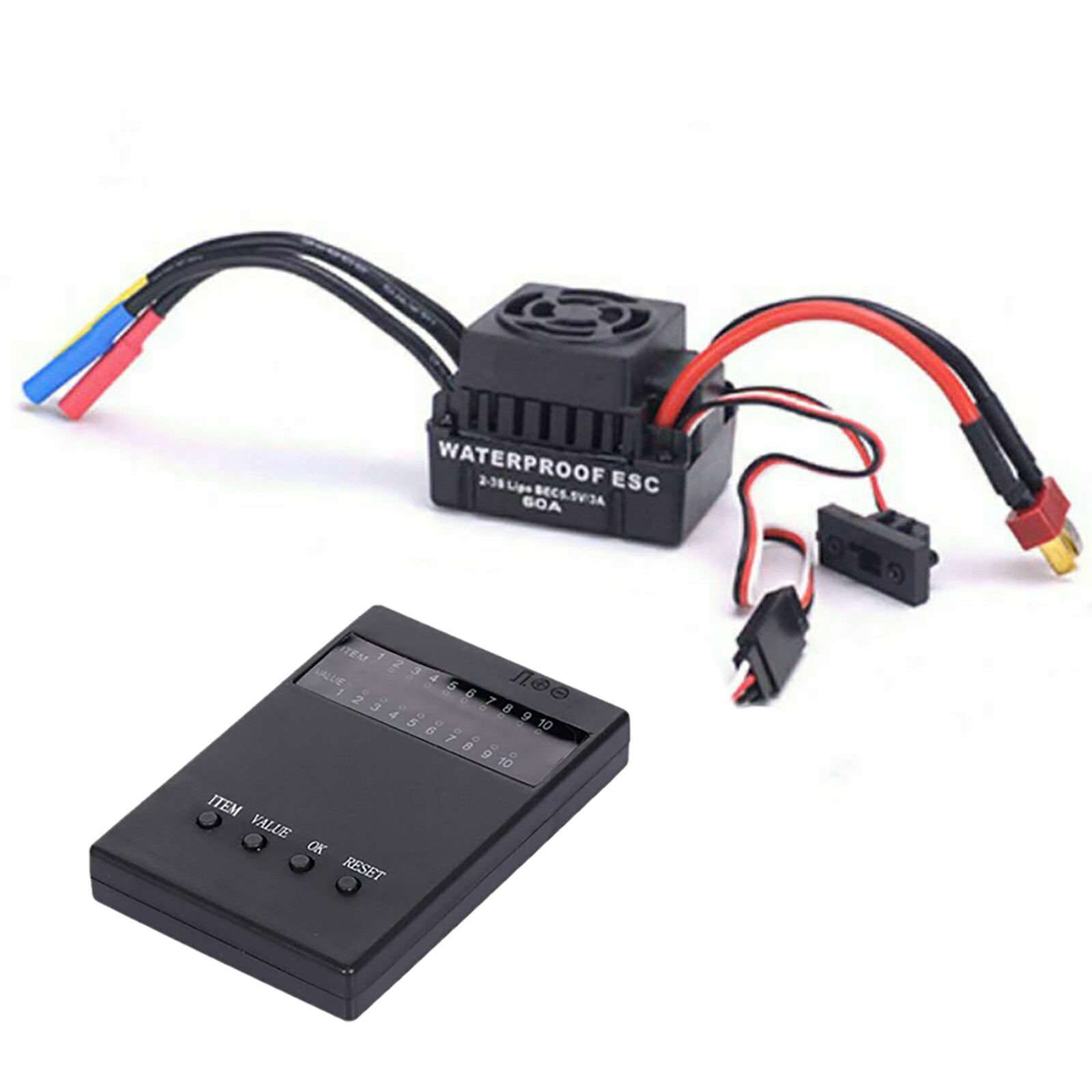 60A Brushless ESC 3650 3900KV Brushless Motor Programming Card Kit 1/10 RC Car m