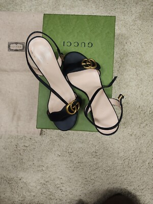 GUCCI Marmont Black GG Block Heel Sandals Sz 37(7) | eBay