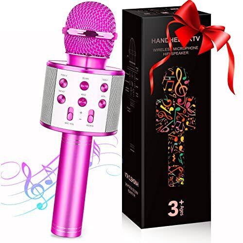 GeschenPark Cadeau Fille 4-12 Ans, Microphone Karaoké Bluetooth