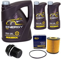 MotoröL Set Mannol Energy 5W-30 7 Liter + ÖLfilter + Schraube FüR Volvo S80 I
