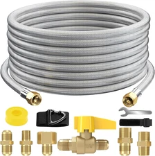 20Ft High Pressure Braided Propane Hose Extension and Fittings with Conversion C