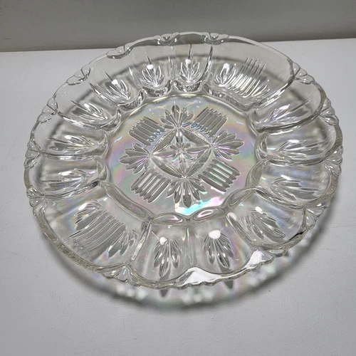 Iridescent Carnival Glass Egg Tray Federal Glass Georgetown Pattern Vintage 1950