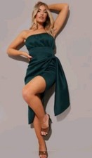 Pretty Little Thing Emerald Green Scuba Bandeau Dress