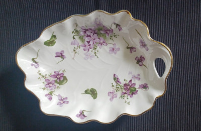 Hammersley Victorian Violets Porzellan Blattschale Veilchen reliefiert England