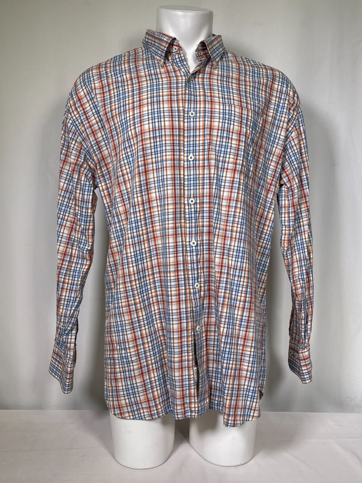 Peter Millar Button Down Multi-Color Plaid Cotton… - image 1