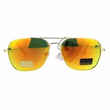 Air Force Square Pilot Sunglasses Thin Light Weight Gold Metal Mirror Lens Air Force Square Pilot Sunglasses Thin Light Weight Gold Metal Mirror Lens