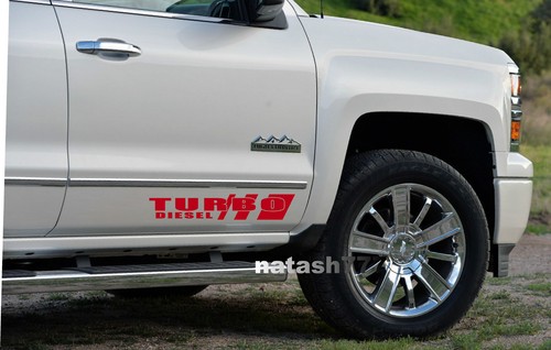 Camión turbo diésel Chevrolet Silverado 4x4 calcomanía de vinilo pegatina emblema logotipo rojo - Imagen 2 de 2