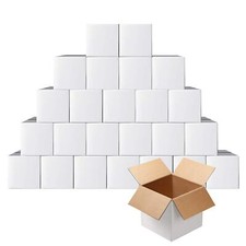 5x5x5 Shipping Boxes Small White Corrugated Cardboard Box for Mailing 25 Pack