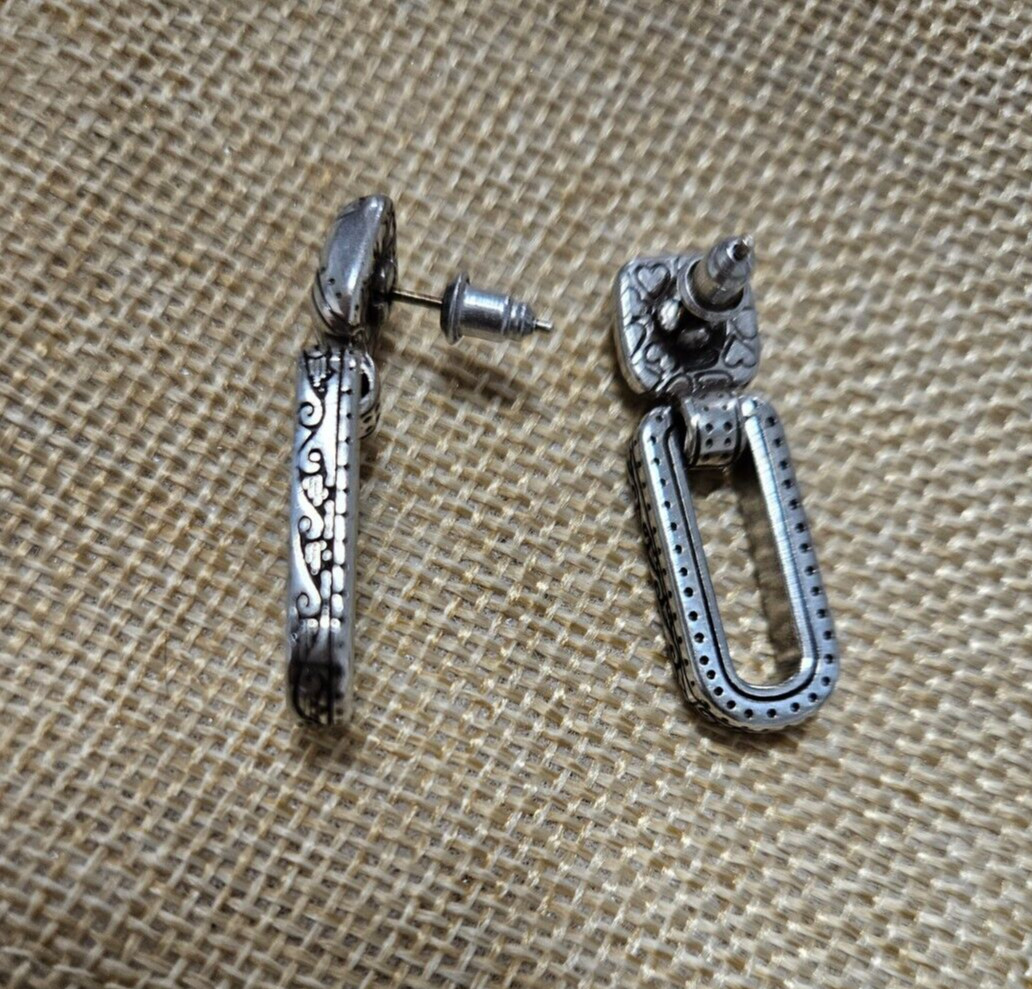 Brighton Rectangle Dangle Silver tone Earrings Vi… - image 3