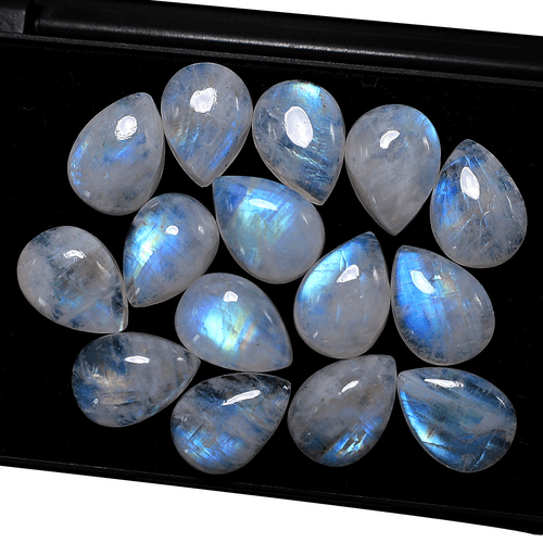 Lot 15 Pcs Natural Rainbow Moonstone AAA Grade 14mmx10mm Pear Cabochon Gemstones