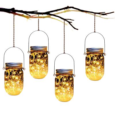 Solar Fairy Jar Lights,4 Pack 30 Led Mason Jar Decor Firefly Lights,for Outdo...