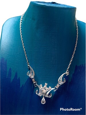 VINTAGE AmLee STERLING RHINESTONE ORNATE CHOKER NECKLACE