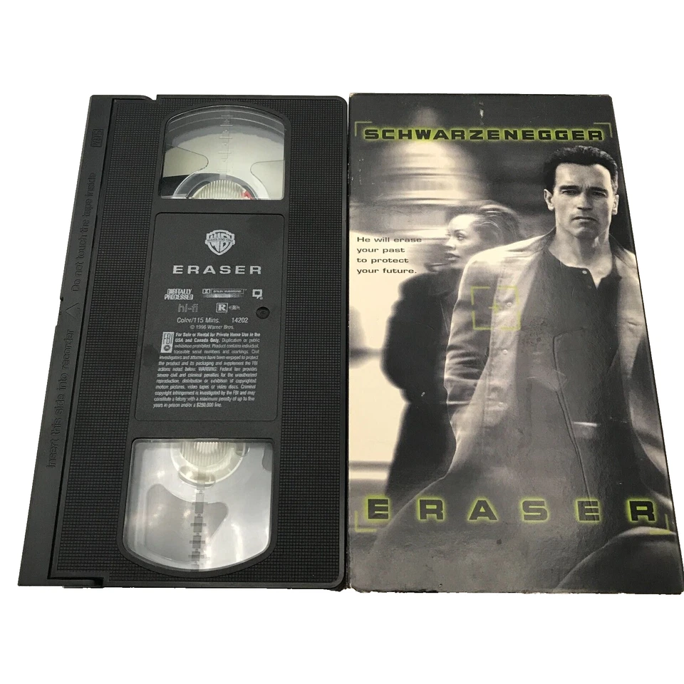 Eraser Movie 1996 VHS Tape Arnold Schwarzenegger - Image 3 of 3
