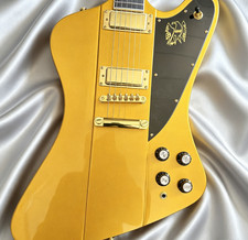 Firebird Style Electric Guitar Gold Gloss Rosewood Fretboard HH Pickups