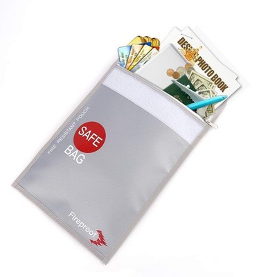 Fireproof Document Pouch 15'' x 11'' Money Safe - Fireproof Document Bag - Sili...