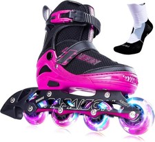 XL PAPAISON Adjustable Inline Skates for Kids and Adults w/ Light Up Wheels