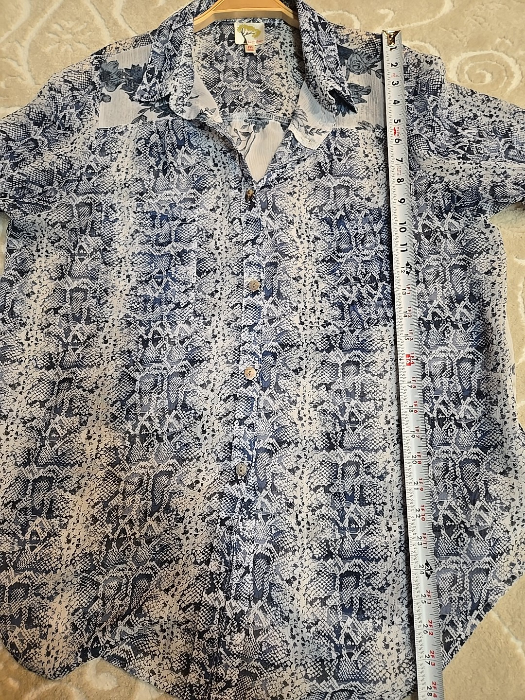 Fig And Flower Button Down Mixed Printed Shirt Si… - image 5