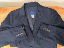 J. Crew Pinstripe Wool Super 120s Blazer Jacket Navy Blue Workwear Women s 2