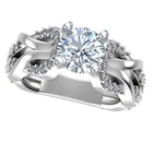 3 Ct Vvs1 Ice White Round Cut Moissanite Engagement Ring Sterling Silver Size 7