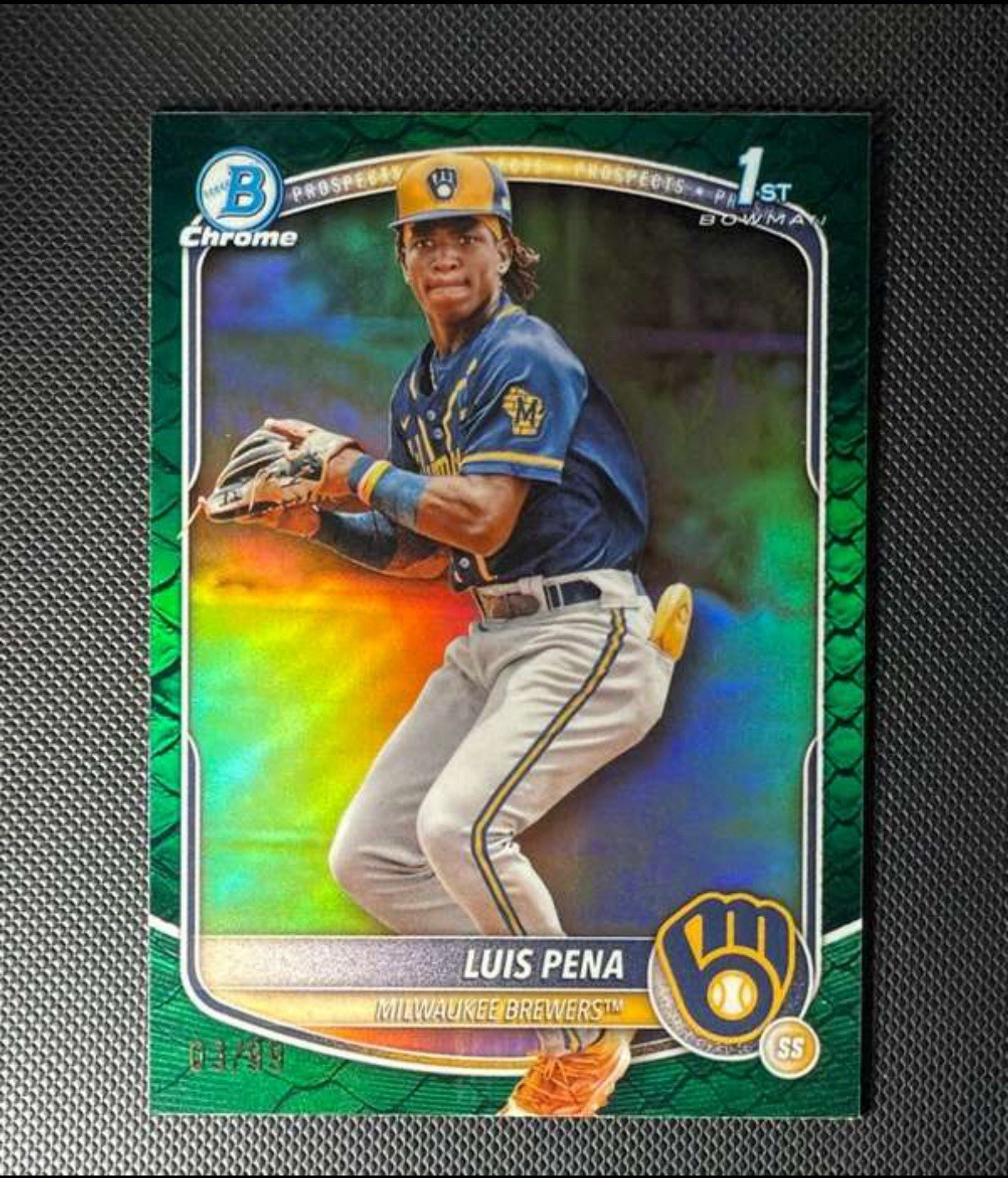 2025 Bowman Chrome Prospects Luis Pena #BCP-38 Green Reptilian Refractor /99 🔥