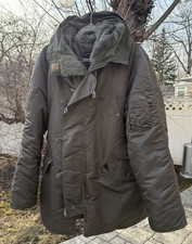 Alpha Industries Extreme Cold Weather Parka Size Medium Green Hood Missing Fur
