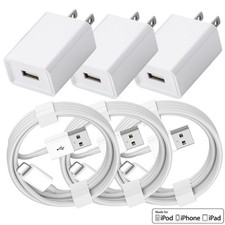 USB Wall Charger Block  Fast Charging Cable For iPhone 6 7 8 XR 11 12 13 14 Lot