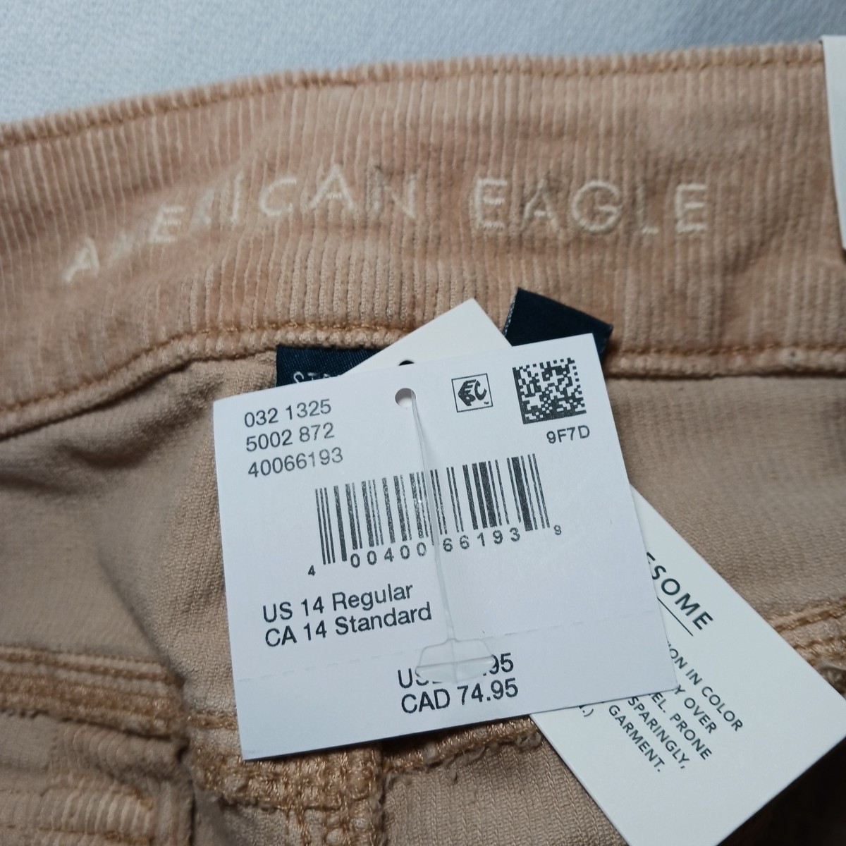 American Eagle Womens High Rise Kick Boot Corduroy Pants Size 14