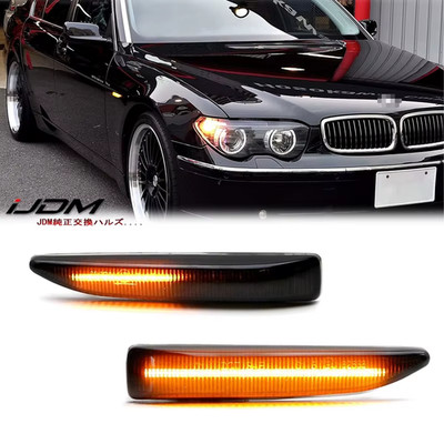 2pcs LED Side Marker Mirror Indicator Lamp Flowing Water Turn Signal Light Amber