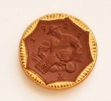 GERMANY PORCELAIN 10 Mark 1921 Coin Notgeld Exonumia Medal Saxony Meissen Eagle