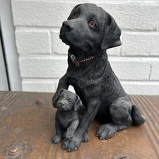 Vintage country artist black Labrador and pup