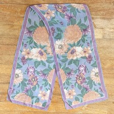 Vintage Silk Floral Scarf 70s Elaine Gold Purple/Green Daisy Dahlia Flowers