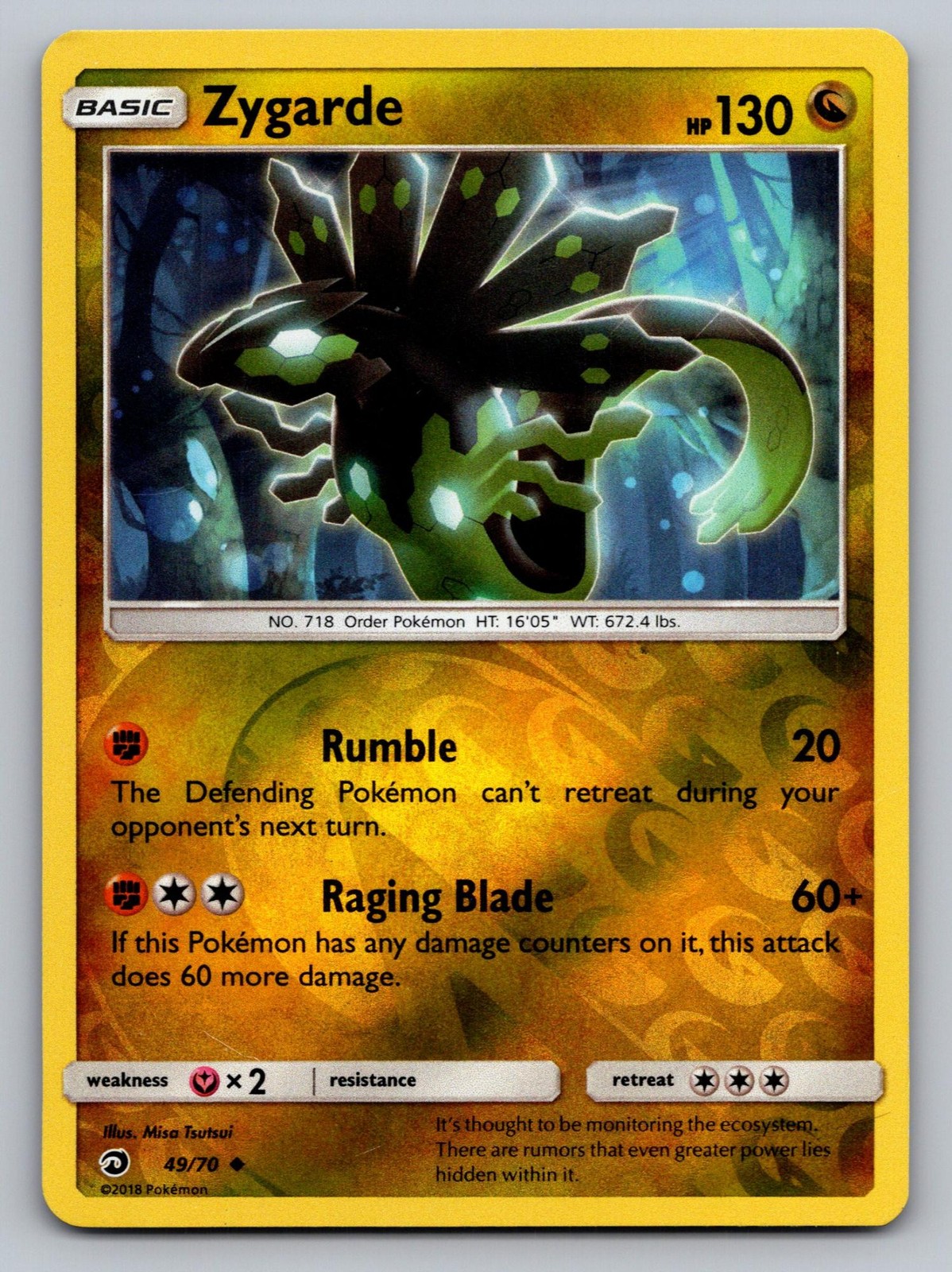 Zygarde 49/70 Uncommon Dragon Majesty Pokemon Reverse Holo Lightly Played