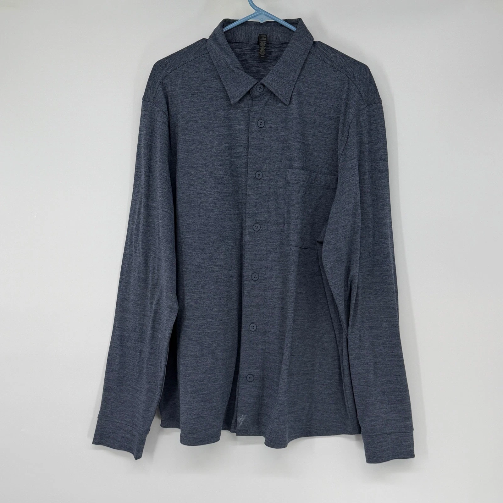 Z by Zella Mens XL Blue Heathered Long Sleeve Button Up Shirt