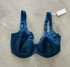 Elomi Charley Underwire Bra 38L Teal Sheer Lace Supportive Lingerie