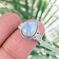 Rainbow Moonstone Ring 925 Sterling Silver Promise Ring Handmade Gemston Jewelry