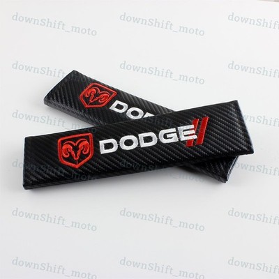 1 SET Carbon Look Embroidery Seat Belt Cover Shoulder Pads for Dodge RAM Charger