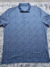 Johnnie-O Mens XL Performance Polo All Over Print UPF 50 Sun Protection Blue
