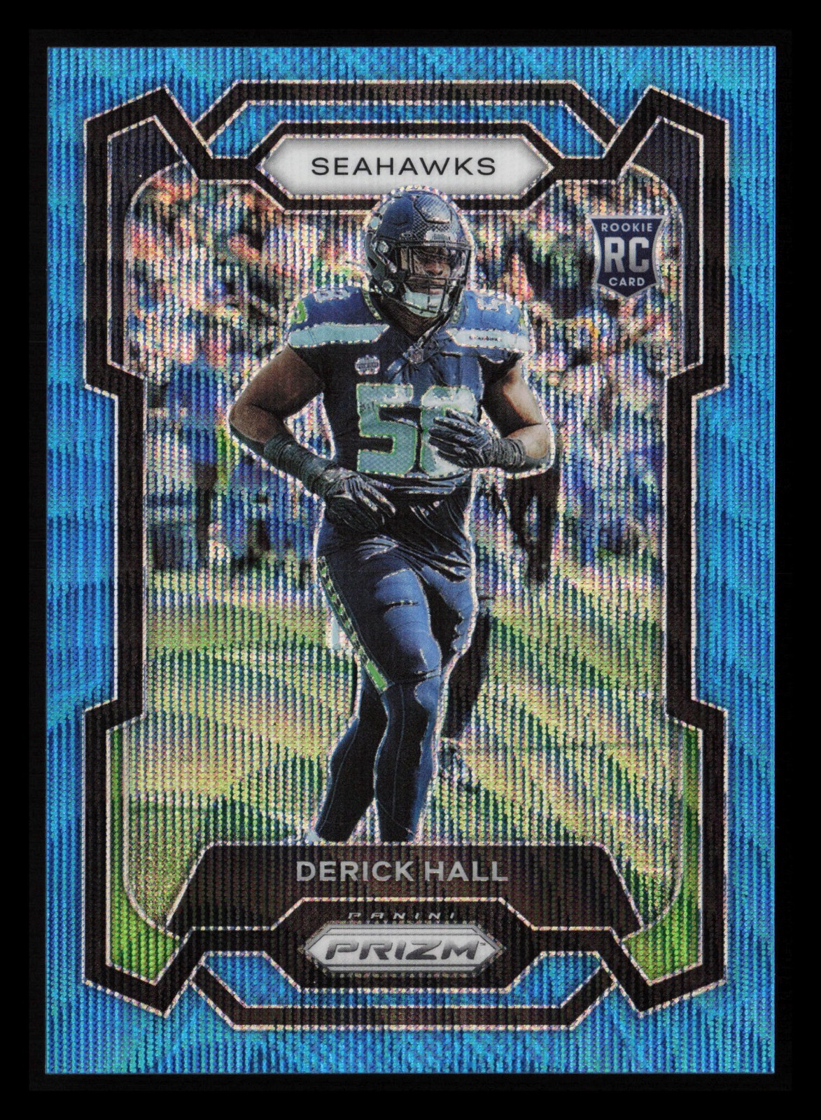 2023 Panini Prizm Derick Hall Blue Wave Prizm #/199 Card #388