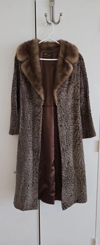 Persian Lamb And Mink Fur Coat Size S Brown - Image 4 of 4