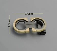 Salvatore Ferragamo Men's Belt Buckle, for 1.38 "Wide Leather Belts -Gold&Grey